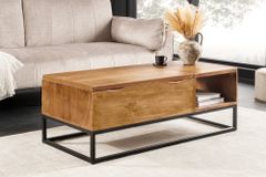 Höhenverstellbarer Couchtisch MAKASSAR FUNCTION 110cm braun Mangoholz honey finish