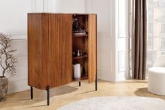 Massives Highboard GRANDEUR 120cm braun Mangoholz schwarz Metall