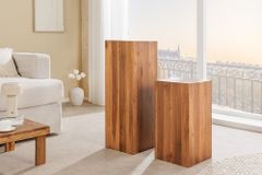 Massivholz Dekosäule COLUMNA 50cm braun Akazie Beistelltisch