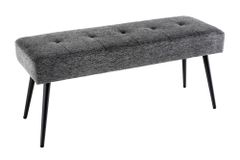 Design Sitzbank BOUTIQUE 100cm grau Strukturstoff Metallbeine schwarz