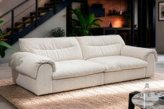 4-Sitzer Sofa SIXTH SENSE 245cm beige Bouclé-Strickstoff mit Nosagfederung und Daunenfedern