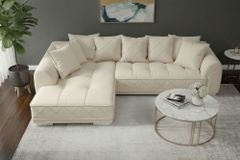 Modernes XXL Ecksofa DECADENCIA 320cm beige Samt Bigsofa inkl. Kissen