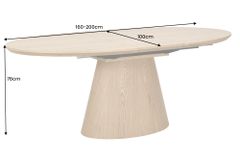 Ausziehbarer Esstisch UNIQUE 160-200cm natur Eichenholz mit Säulenfuß