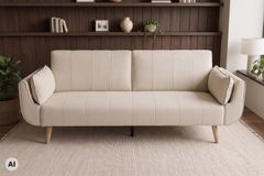 Schlafsofa DIVANI 220cm greige Strukturstoff 3-Sitzer mit Bettfunktion inkl. Kissen