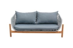 Wetterfestes Gartenlounge Set ROPE grau natur Akazienholz Aluminium inkl. Tisch Sitzpolster