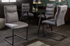 Moderner Freischwinger Stuhl COMFORT grau mit Komfortgriff