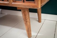 Massives Highboard MARRAKESCH 120cm Mangoholz mit Verzierung Boho Stil