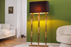 Handgefertigte Stehlampe WARDROBE 155cm schwarz gold natur Eisenholz Massivholz