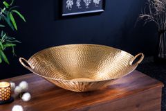 Handgearbeitete Deko Schale ORIENT 55cm gold Metall Hammerschlag Design