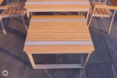 Gartentisch TAMPA LOUNGE 70cm natur greige Aluminium wetterfest Outdoor Balkontisch