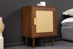 Design Nachttisch VIENNA 60cm braun Wiener Geflecht Beistelltisch mit Stauraum