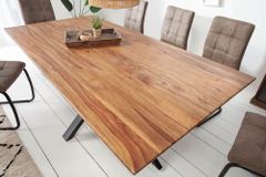 Massivholz Esstisch GALAXIE 200cm braun Sheesham stone finish Industrial Design