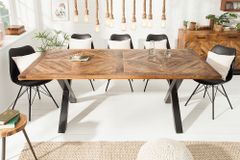Massiver Esstisch INFINITY HOME 160cm natur schwarz Mangoholz Industrial Design X-Gestell