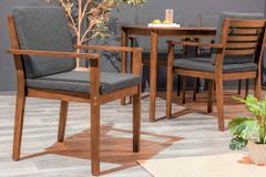Outdoor Gartenstuhl KOPENHAGEN anthrazit braun Akazie honey finish inkl. Kissen stapelbar
