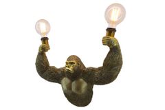 Moderne Wandlampe KING APE 50cm gold Affen-Skulptur handmade