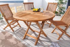 Massiver Gartentisch EMPIRE TEAK 100cm natur Teakholz rund klappbar Outdoor Balkontisch