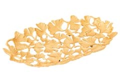 Dekorative Schale GINKGO LEAFS 40cm gold handmade Metall