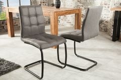 Industrial Freischwinger Stuhl MODENA vintage grau mit Ziersteppung