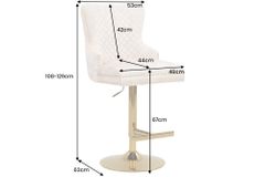 Höhenverstellbarer Barhocker CASTLE DELUXE beige Samt gold Edelstahl mit Löwenkopf