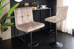 Höhenverstellbarer Barhocker MODENA champagner beige Samt Metall schwarz drehbar