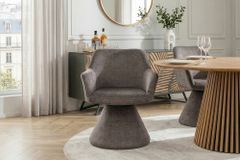 Drehbarer Stuhl AMBIENTO grau Vogue Velours Samt 180° mit Auto-Return Polsterstuhl