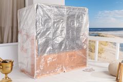 Wetterfeste XXL Strandkorbhülle OSTSEE transparent mit Reißverschluss für 3-Sitzer