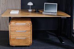 Massiver Rollcontainer CUBUS 60cm braun Akazienholz honey finish drei Schubladen