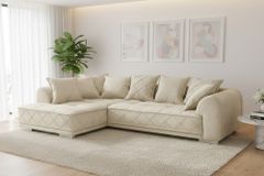 Modernes XXL Ecksofa DECADENCIA 320cm beige Samt Bigsofa inkl. Kissen
