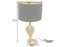Design Tischlampe COBRA 65cm gold Schlangen Skulptur schwarzer Stoffschirm