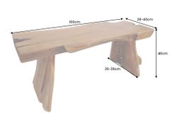 Massivholz Bank ROOT 100cm braun natur Teak Baumstamm