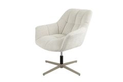 Drehbarer Design Sessel PAPILLON beige Bouclé Tweed soft 360° Metall höhenverstellbar