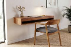 Hängender Konsolentisch PURE 100cm braun Sheeshamholz stone finish Schreibtisch