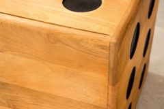 Massiver Würfel-Hocker CUBE 40cm natur Mangoholz Beistelltisch stapelbar