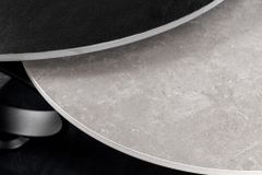Design Couchtisch DANCING RINGS schwarz grau rund drehbar Keramik Metall