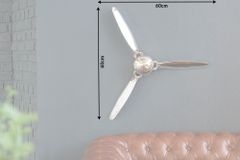 Authentische Wanddekoration SCREW III 60cm silber Flugzeug Propeller