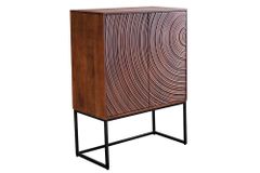 Design Highboard ORBIT 120cm braun Mangoholz mit 3D-Front schwarz Metall