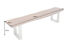 Massive Baumstamm Bank MAMMUT NATURE 160cm Akazie Industrial Chic Sitzbank Kufengestell
