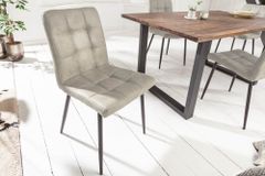 Retro Design Stuhl MODENA stone grau mit Ziersteppung