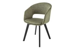 Design Stuhl NORDIC STAR grün Strukturstoff Massivholz schwarz mit Armlehne gepolstert