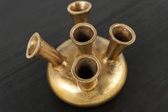 Handgefertigte Vase KIYA 25cm gold mit fünf Öffnungen Blumenvase
