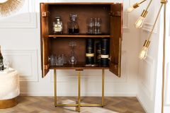 Design Highboard GATSBY 125cm braun mattgold Mangoholz Retro