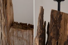 Massive Stehlampe BARRACUDA 177cm natur Akazienholz Baumwollschirm weiß Baumstamm