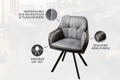 Drehbarer Design Stuhl MR. LOUNGER anthrazit grau Microfaser Flachgewebe mit Armlehne