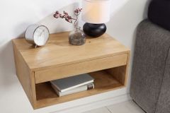 Hängender Nachttisch PURE 50cm natur Mangoholz cream finish Wandregal Schublade