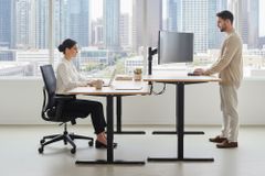 Höhenverstellbarer Schreibtisch OAK DESK 140cm natur Eiche-Design schwarzes Metallgestell