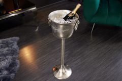 Dekorativer Sektkühler CHAMPAGNE 80cm antik silber handmade Metall Flaschenkühler