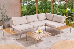 Outdoor Lounge MOBILE MODULAR greige Garten-Sitzgruppe inkl. Tisch und Kissen