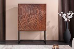 Design Highboard ORBIT 120cm braun Mangoholz mit 3D-Front schwarz Metall
