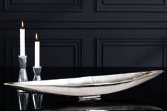 Deko Schale SILVER LEAF 80cm silber handmade Aluminium