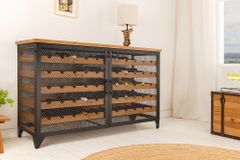 Design Weinboard  BODEGA 130cm natur schwarz Tannenholz Metall Flaschenregal
